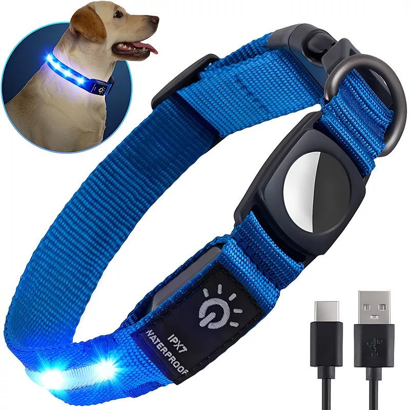 dog collar, airtag dog collar, tracker dog collar, waterproof dog collar, led dog collar
