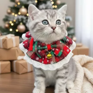cat christmas collar, bow tie cat collar with bell